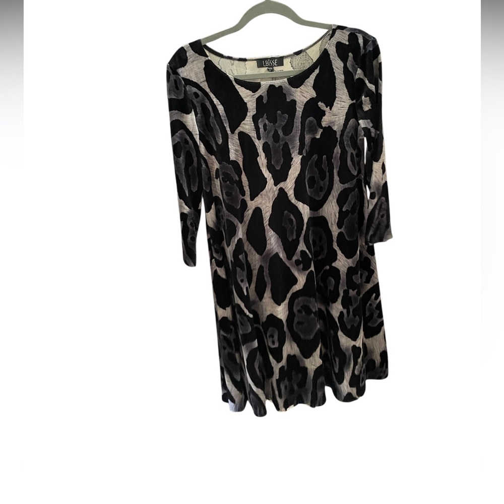 NWT women’s size XL LBISSE Leopard Print Black and Gray Dress